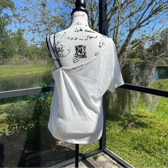 Shein Butterfly Print Asymmetrical Neck Blouse - Picture 3 of 5